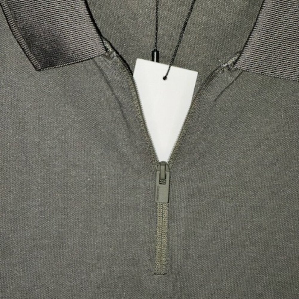 Calvin Klein Tech Zip Polo Shirt Mens Grayish/Olivie Stretch Moisture Wick‎ - Picture 2 of 4